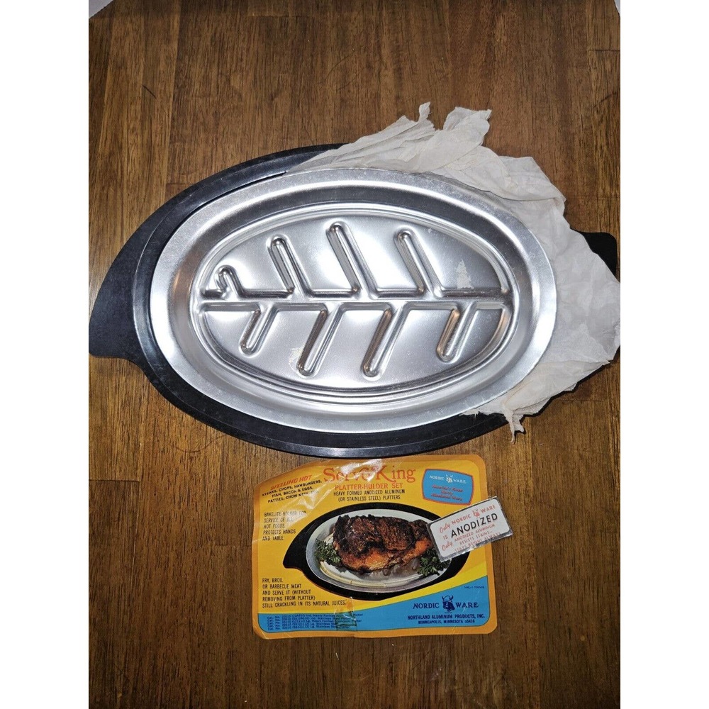 Vintage Nordic Ware Sizzler Platter & Holder Steak Fajita Plate 21610